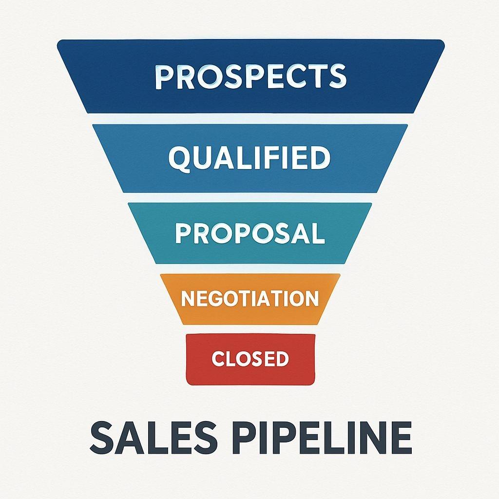 Graphique illustrant un sales pipeline chart avec étapes clés et taux de conversion pour évaluer la performance CRM.
